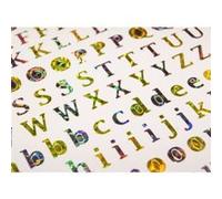 160 Autocollants - Alphabet & Chiffres - Doré - Holographique Multicolore G