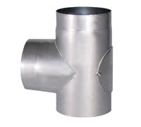 Ø 160 mm Pièce en T 90° compacte, avec clapet d'inspection, acier inoxydable 2 mm