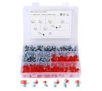 160 Pcs Mamelons de Graisse, M6 M10 1/8in 1/4in 45 90 Degrés Assortiment de Graisseurs, Bouche à Beurre de Type Droit, Graissage Pistolets Embout Raccord Zerk Hydraulique en Fer pour Tube de Tuyau