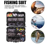 160 Pcs/Set Agrès De Pêche Ensemble Gabarit Crochets Perles Plombs Poids Pivotant Boutons-Pression Pêche Accessoires