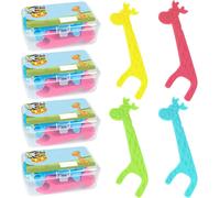 160 Pieces Children's Dental Floss For Narrow Spaces Giraffe Handle In 4 Colours Dental Floss With Wax-Free And Non-Slip Handle 4 Packs Of 40 Dental Threads.[I26]