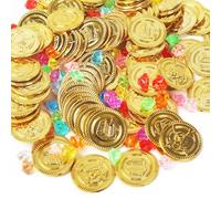 160 Pièces de Pièces de Pirate, 160 Pièces Pierres Précieuses de Pirate pour Enfants, Trésor de Pirate, Jouets Enfants Halloween en Trésor pour Trésor Chasse, Anniversaire Décoration de Fête