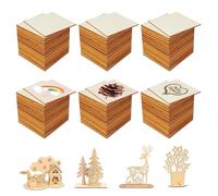 160 Pièces Disques Carrés en Bois 6cm x 6cm Planchettes en Bois | Carrés en Bois pour Loisirs Créatifs, Plaquettes en Bois pour Bricolage pour Projets DIY, Mariage, Sculpture, Peinture
