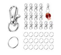 160 Pièces Mousqueton Porte Clef Anneaux, Attache Porte Clé, Fermoir Mousqueton Crochets de Clés Avec Porte-clés, Pivotant Keychain Pivotant en Métal, pour la Fabrication de Clés, L'artisanat,argenté