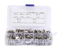 160 pièces vis rivets en cuir vis à tête plate kit de fixations à clous, M5 x 6 mm 10 mm 12 mm 15 mm 18 mm goujons assortis avec 80 vis rivets tête cruciforme pour réparation