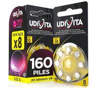 160 Piles Auditives Taille 10 Udivita PR70 (Jaune) Zinc-Air Hearing Evolution avec Technologie Phono Pulse - 20 Blisters de 8 Piles