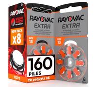 160 Piles pour appareils auditifs Rayovac Extra 13. - 20 Ampoules de 8 Piles