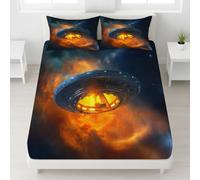 160 x 200 x 30 Drap-Housse Machine à Voyager Galaxie Espace 30cm Grand Bonnet Rétro Sci-FI Illustration Drap-Housse Facile d'entretien Fantastique Aventurier Drap de lit Doux pour Adultes Kaki