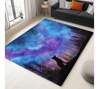 160 x 230 cm Violet Tapis Salon Design Carré - Tapis Doux et Antidérapant Imprimé Fantaisie Aurore Forêt Animaux Renard, pour Chambre d'adulte Cuisine Chambre d'enfant