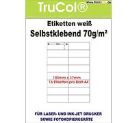 16000 étiquettes 105 x 37 mm autocollantes sur feuilles A4 (8 x 2 étiquettes) - 1000 feuilles Bigpack - Universel pour laser/jet d'encre/photocopieur