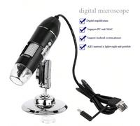 1600X Caméra de microscope numérique, Microscope électronique portable 3-en-1 USB, Compatible avec PC, Structure en fer et en plastique, Pour l'examen de la peau, l'observation des insectes, l'inspect