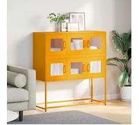(16074)Commode - contemporain - Buffet rangement - jaune moutarde 100 5x39x107 cm acier laminé à froid poid:26.99 kg