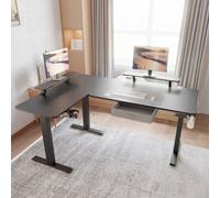 160cm Bureau électrique Bureau électrique réglable en hauteur Bureau d'angle Bureau debout en forme de bureau Bureau avec support de moniteur et tiroir, noir