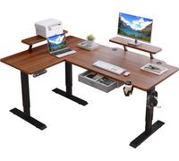 160cm Bureau électrique Bureau électrique réglable en hauteur Bureau d'angle Bureau debout en forme de bureau Bureau avec support d'écran et tiroir, vintag