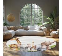 160cm Tapis Rond Parc Animaux Mignon Lion Girafe Éléphant Imprimer Tapis Cercles pour Salon Salon Bibliothèque Dortoir Poils Bas Lavable
