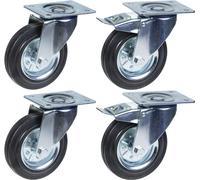160mm 6" roulettes en caoutchouc, pivotantes et freinées, capacité de charge de 600kg, lot de 4
