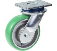 160mm swivel castor with green convex elastic polyurethane on cast iron centre w