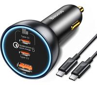 160w Usb C Chargeur De Voiture 3 Ports, Qc5,0 Pd3,0 Pps Allume Cigare Usb C Adaptateur De Chargeur Rapide Pour Voiture Pour Iphone 15 14 13 Pro Samsung S24 S23 Ultra Ipad Macbook Pro