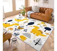 160x230 cm Tapis Doux Moelleux et Lavable, Antidérapant Dinosaures De Dessin Animé Mignons Tapis Décoratif à Poils Courts Pour Chambre Blanc Pour Salon, Salle, Cuisine, Salle des Enfants Entrée