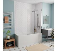 160x70 cm Ensemble baignoire Riga universelle + Pare baignoire pliable, 2 volets chrome + pieds (3406-SETP)