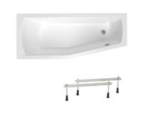 160x70 cm Laguna Aneta baignoire bain/douche asymétrique avec pieds, acrylique, gauche, blanc (AN1600LPLUS-SET)