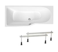 160x80 cm Laguna Beata Plus baignoire bain/douche asymétrique avec pieds, acrylique, gauche, blanc (BE1600LPLUS-SET)