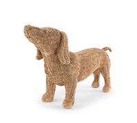 16107 - Teckel décoratif en bois - Marron naturel - 37 × 11,5 × 23 cm - Stable - Figurine animale style maison de campagne