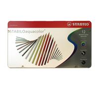 [1612-5] Stabilo Boîte métal de 12 crayons de couleur Aquarellable AQUACOLOR ...