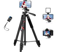 162 cm Aluminium Smartphone Tripod Phone Tripod for iPhone, Samsung, Huawei, with Remote Control & Stand, Portable Tripod Camera for DSLR Camera, Canon, Nikon, Sony