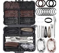 162 Pièces Kit Professionnel d'Accessoires Cheveux pour Danse Gymnastique, Set Complet Chignon avec U-Pins, Filets, Élastiques & Boîte de Rangement, Fournitures pour Ballerines, Filles