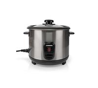 Melissa 16280024 - Cuiseur de riz, 1.5 l, 500 W, Revêtement antiadhésif, Cuve amovible, Panier vapeur, Fonction maintien au chaud, Arrêt automatique Argent