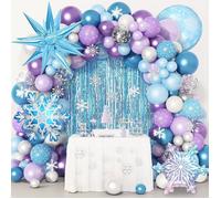 162Pcs Arch Frozen Ballon Kit Violet Blanc Ballons Décoration Anniversaire Reine Des Neige Pour Fille 4D Snowflakes Aluminium[A660]