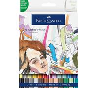 164724 - Goldfaber Sketch Marker, Étui De 24 Pièces Marqueur À Alcool Avec Pointe Brush Et Pointe Fineliner