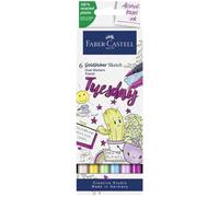 Faber-Castell – Goldfaber Sketch Marker 164811, étui 6 marqueurs à alcool pointe Brush et Fineliner