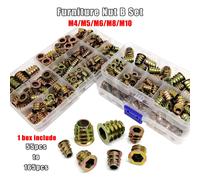 165/75/55pcs Insérer Écrou E-écrou Mix M4 M5 M6 M8 Set Kit Fil Intégré Hex Hexagone Socket Tête Bois Meubles Lit Cabinet Table 1 box include 165pcs