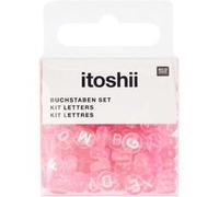 165 perles 5 x 7 mm - lettres rondes - rose