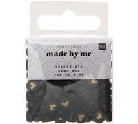 165 perles centre coeur 5 x 7 mm - noir et or