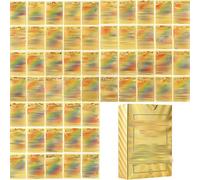 165 Pieces Gold Noir et Argent Cards for Pokem, Vstar Vmax with Game Box, Assorted V Cards, Gold Plated Including Various Rare Aluminum, français Version (55 Cartes d’Or)