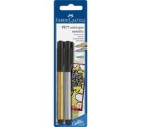 [167396] Faber-Castell Blister Pitt Artist Pen or/argent