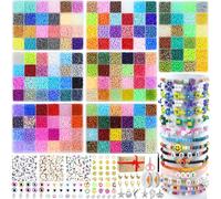 168 Couleurs 21826 Pièces Perles pour Bracelet, Perles de Rocaille 4mm Perles pour Bijoux Adulte avec 450pc Lettres Souriantes Perles &Pendentif pour Fabrication de Bracelets Collie Boucles d'oreilles