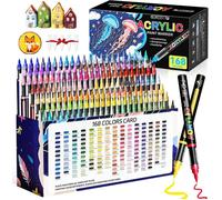 168 Couleurs Feutre Acrylique Acrylic Paint Marker avec Pinceau Flexible Stylos Acryliques Coloriage pour Adultes