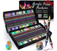 168 Couleurs Feutres Acrylique Coloriage Adulte Feutre Peinture Acrylique Séchage Rapide&Anti-Taches Non Toxiques&Sans Odeur