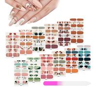 168 PCS 12 feuilles enveloppe complte autocollants de vernis ongles Imprim fleur auto-adhsif Nail Art Decal Strips Manucure Kits Colorful Fl