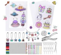 168 Pcs Feuille Plastique Fou Plastique Magique Kit Comprend 10 A5 Transparent Plastic Fou 5 Papier Fou avec Motif multi KIT BIJOUX