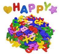 168 Pcs Stickers Lettres en Mousse, Lettres de l'alphabet Stickers Autocollants étoiles Coeur letters Glitter Mousse Activités Manuelles DIY Art Décoration pour Enfants et Adultes
