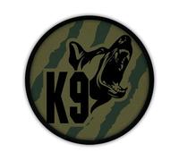 16883 Écusson à coudre - Logo K9 et berger allemand Logo de la brigade canine anti-drogue de la police allemande - Vert olive camouflage