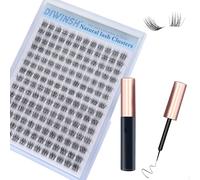 168Pcs 12mm Naturel Wispy Faux Cils avec 5ml Noir Eyeliner Magnetique