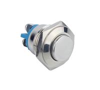 16A 16mm Metal Shell 220V/120V Push Button Momentary Switch High Round Nickel Plated Brass 1NO Screw Terminal Switch NWPNLXEA(Flat Round head,Screw Terminal)