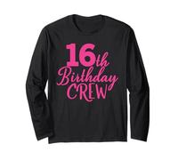 16e Anniversaire Crew Pink Girls 16 Ans Fête de Groupe Manche Longue