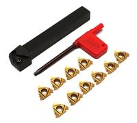 16ER AG60 Insert de filetage et porte-outils de tour CNC SER1212H16, 10 pièces de lame de coupe en carbure avec outil en alliage d'acier pour tournage de précision, compatible avec les applications